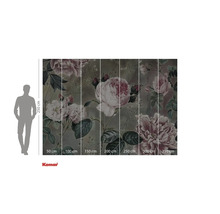 Papier peint photo avec motif de roses et indications de taille.