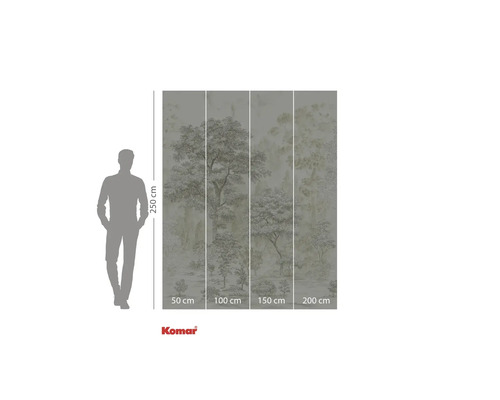 Fototapete mit Baummotiv und Größenangaben