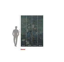 Papier peint photo Komar avec paons et motifs floraux, 280 cm de haut, divisé en quatre lés