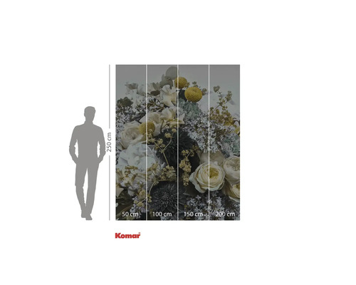 Papier peint photo avec motif floral et indications de taille