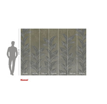 Papier peint photo avec motif de feuilles et indications de largeur