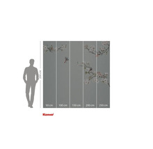 Fototapete mit Vogel- und Blütenmotiven, Abmessungen 250 mal 250 Zentimeter