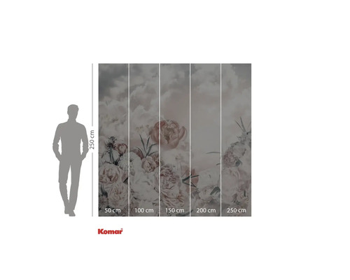 Fototapete mit Blumenmuster und Wolkenhimmel