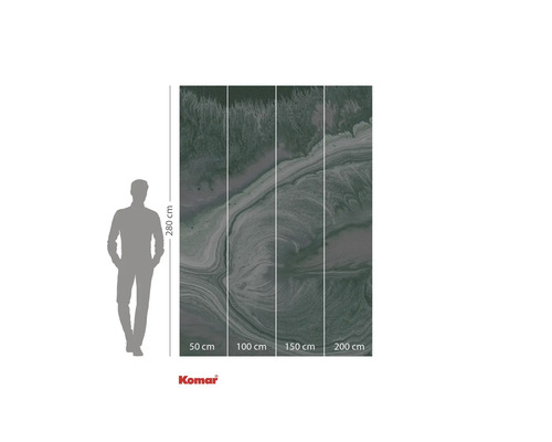 Komar Fototapete mit Marmormuster und Größenangaben.