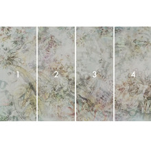 Papier peint photo en quatre parties avec des motifs de plantes et d'écriture