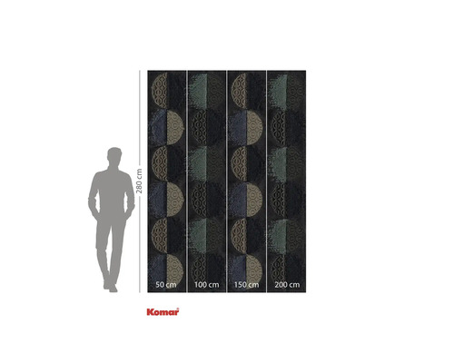 Papier peint photo Komar avec motif demi-cercle et indication des dimensions