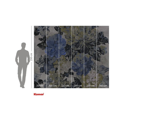 Papier peint photo avec motif floral et indications de taille