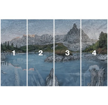 Vierteilige Fototapete mit Bergsee-Motiv