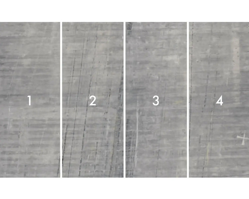 Gros plan de quatre plaques de béton avec différentes structures de surface