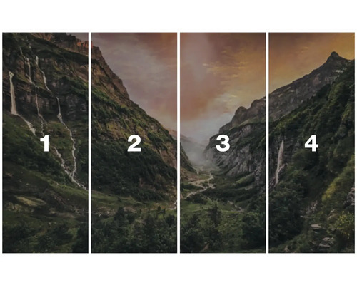 Image murale en quatre parties avec paysage de montagne