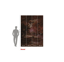 Papier peint photo avec motif de forêt, composé de quatre parties et indications de taille