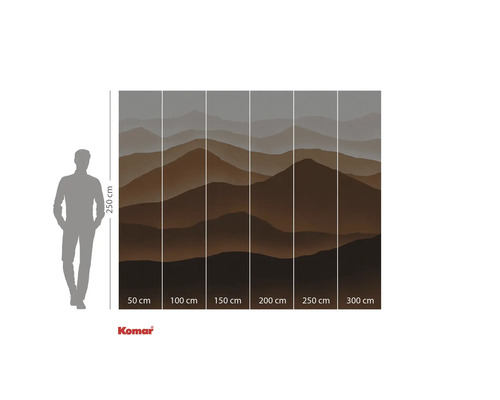 Fototapete mit Bergmotiv und Größenangaben