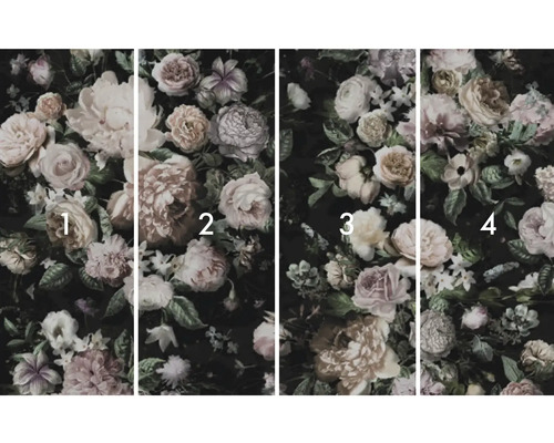 Papier peint photo en quatre parties avec motif floral