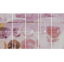 Papier peint intissé avec motif abstrait de cercles, composé de cinq lés