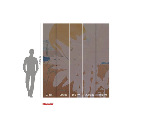 Papier peint photo avec motif végétal abstrait et indications de taille