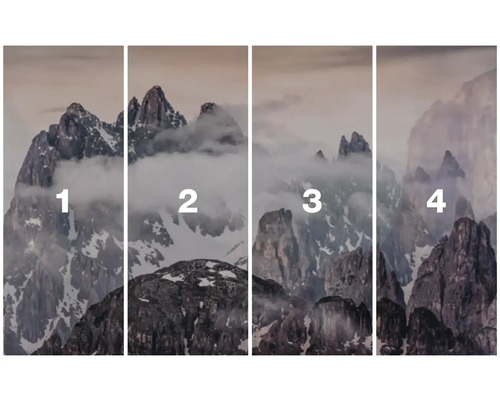 Motif de montagne en quatre parties pour la décoration murale