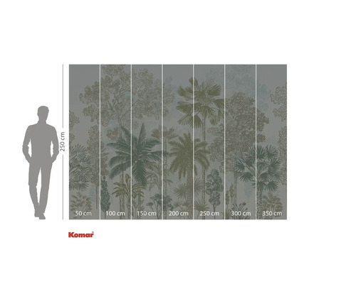 Papier peint photo avec motif de forêt tropicale et indications de taille