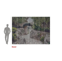 Papier peint photo avec chemin de jardin et mur de pierre