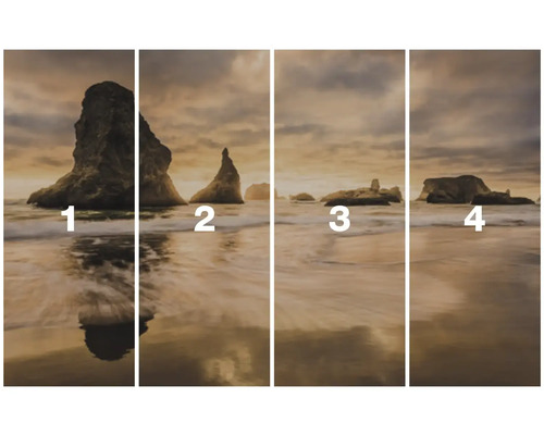 Tableau mural en quatre parties avec des rochers dans la mer