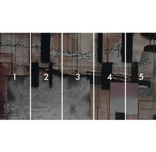 Peinture murale abstraite en plusieurs parties avec des formes et des structures géométriques