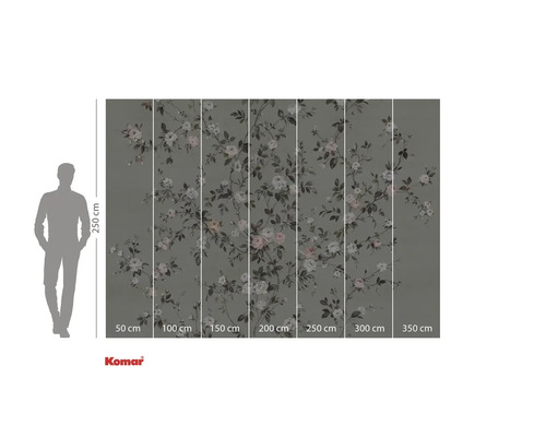 Fototapete mit Rosenmuster und Größenangaben