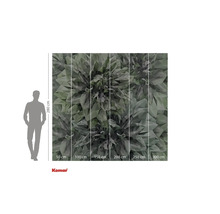 Papier peint photo avec motif de feuilles graphiques et indications de taille