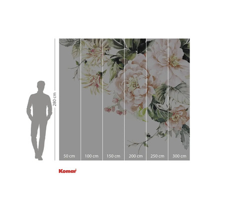 Fototapete mit Blumenmuster und Höhenangabe