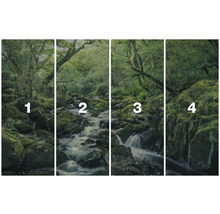 Vierteiliges Waldwandbild mit Flusslauf