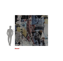 Papier peint photo avec un motif de panneau d'affichage déchiré et des indications de taille