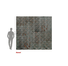 Papier peint photo avec motif écailles et indications de taille.