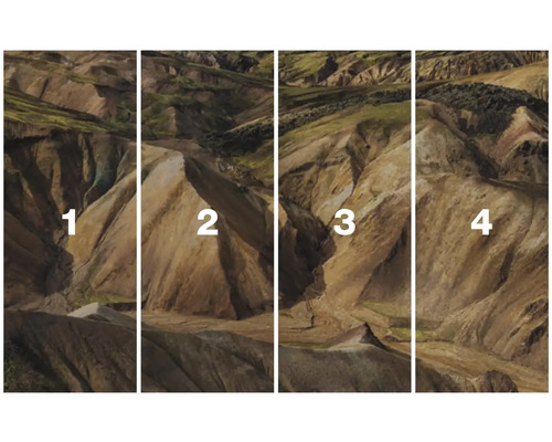 Image de paysage en quatre parties des montagnes