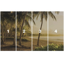 Image de paysage en quatre parties avec des palmiers sur la plage