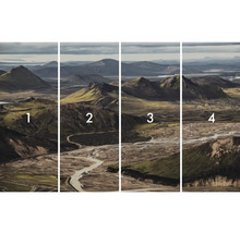 Papier peint photo en quatre parties avec paysage de montagne