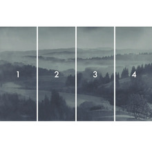 Papier peint en quatre parties avec paysage et forêt