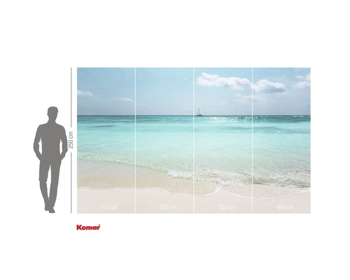 Papier peint photo avec motif de plage et voilier