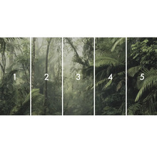 Papier peint intissé avec motif jungle, composé de cinq lés