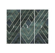 Motif de papier peint avec formes géométriques et structure en marbre, en trois parties