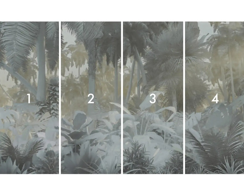 Vierteilige Fototapete mit Dschungelmotiv