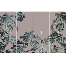 Papier peint photo en quatre parties avec motif de feuille de Monstera