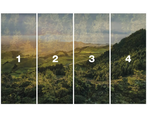 Vierteiliges Landschaftspanorama