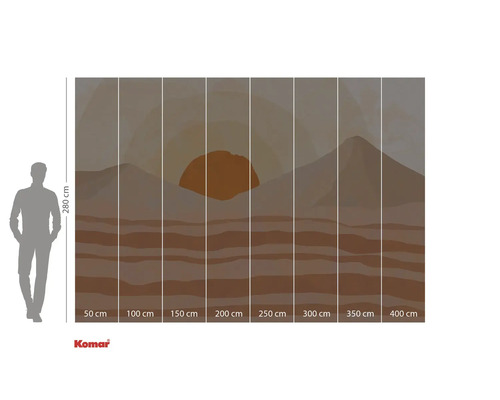 Papier peint photo Komar avec paysage désertique et soleil levant, 280 x 400 cm