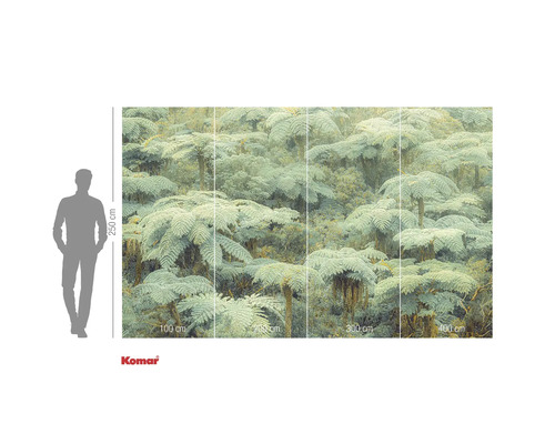 Fototapete mit Baumfarnmotiv und Größenangaben