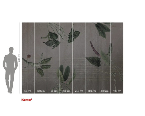Papier peint photo Komar avec motif de plantes et indications de taille