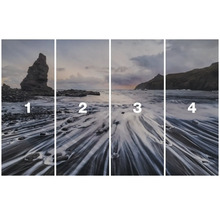 Image de paysage en quatre parties avec des motifs côtiers