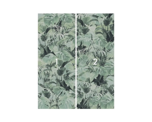 Papier peint avec motifs végétaux, composé de deux lés