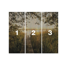 Tapete mit See, Holzsteg und Schilf