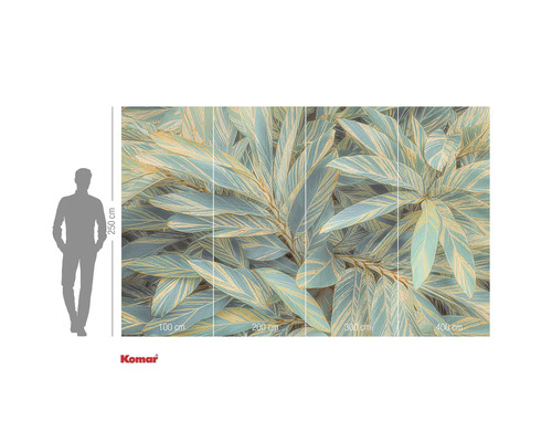 Fototapete mit Pflanzenmotiv und Größenangaben