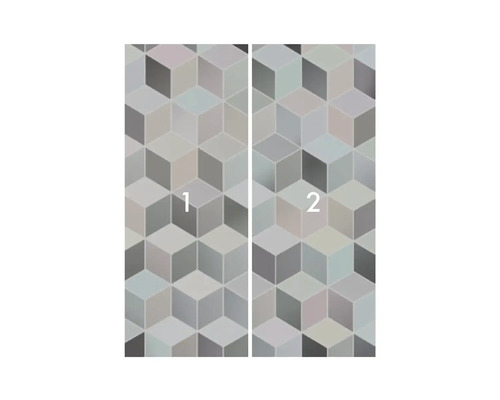Tapete mit geometrischem Würfelmuster, Artikel besteht aus zwei Teilen