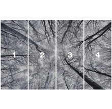 Papier peint photo en quatre parties avec des cimes d'arbres en hiver