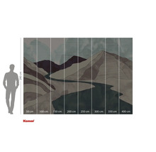 Papier peint photo avec paysage de montagne et illustration de rivière